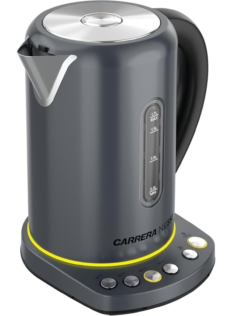 CARRERA Electric Kettle No. 550 | 2000–2400W Stainless Steel Kettle | Adjustable Temperature Control | Keep Warm Function | LED Digital Display | Fast Boil Electric Tea Kettle